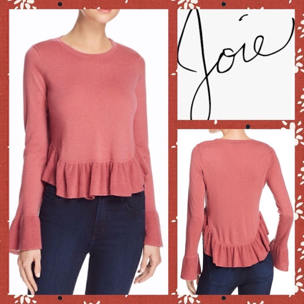 NWT MSRP $258 Joie Iona Wool-Silk Ruffled Sweater Women's Size Large